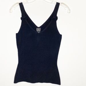 INC Tank Top Black Bows On Straps Rayon Nylon Med